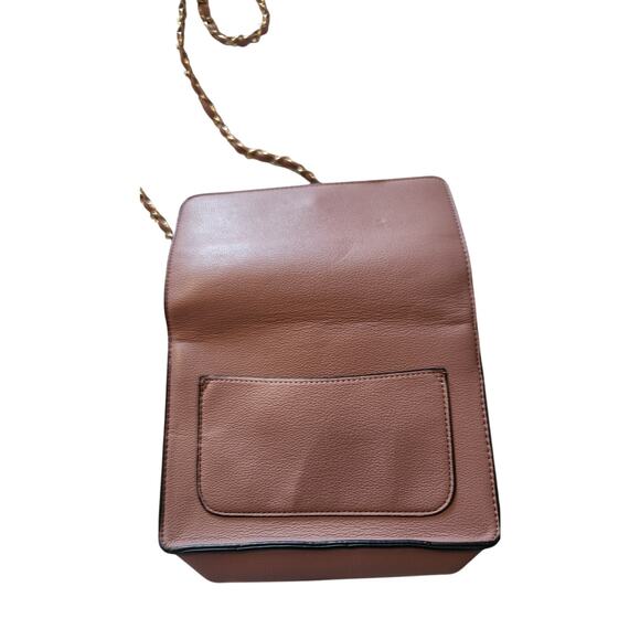 Pink Faux Leather Crossbody Bag with Chain Strap & Stripe Accent | Pre-Owned - Picture 6 of 6